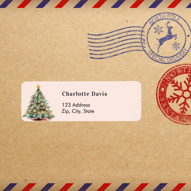 Christmas tree hand-drawn cream return address (Creator Uploaded)