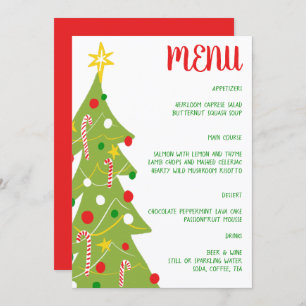 Christmas Tree Hand Drawn Holiday Party CUSTOM  Menu