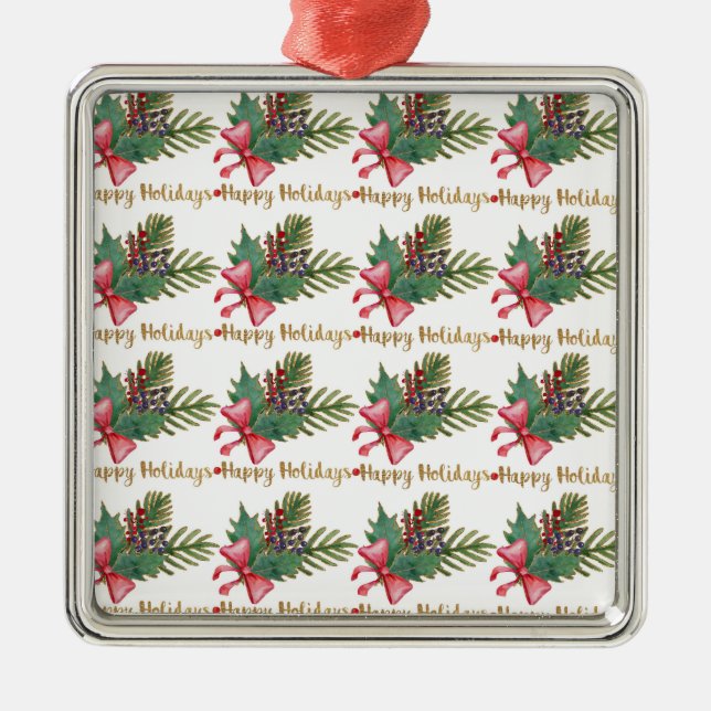 Christmas Tree Handprint Art Metal Ornament (Front)