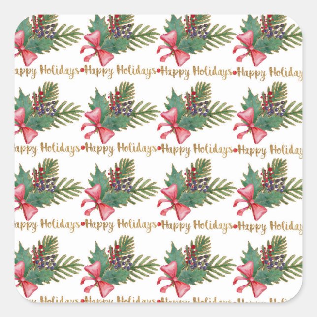 Christmas Tree Handprint Art Square Sticker (Front)