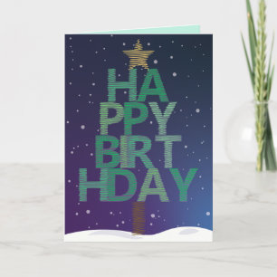 Christmas Tree Happy Birthday Card