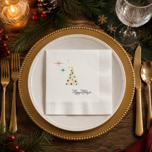 Christmas Tree Happy Holidays Cocktail Napkin