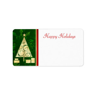 Christmas Tree - Happy Holidays Mailing Labels