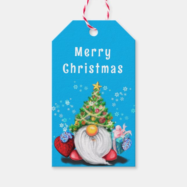 Christmas Tree Hat Gnome Gift Tags (Front)