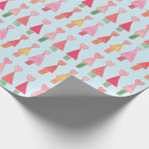 Christmas Tree Hearts Wrapping Paper
