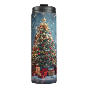 Christmas Tree Holiday Digital Art Design Thermal Tumbler