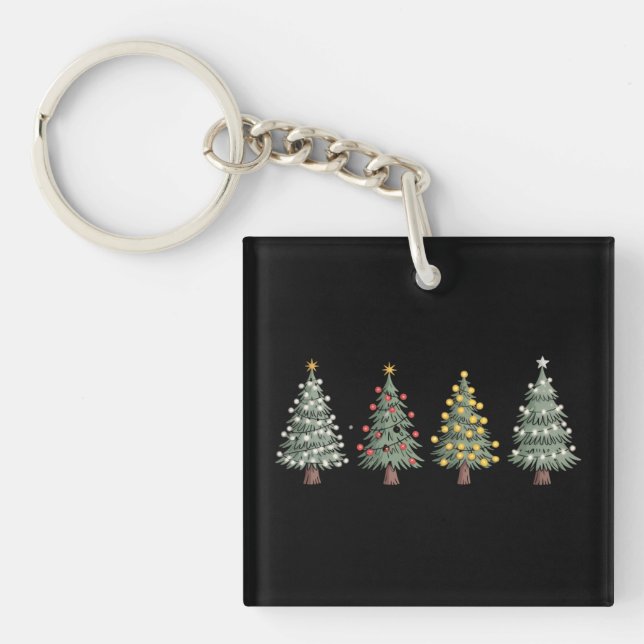 Christmas Tree Holiday Gift Winter  Keychain (Front)