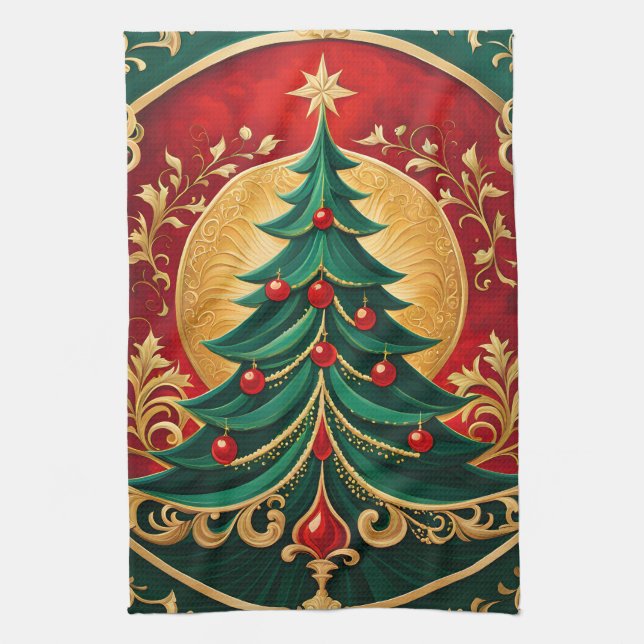 Christmas Tree Holiday Kitchen Towel (Vertical)
