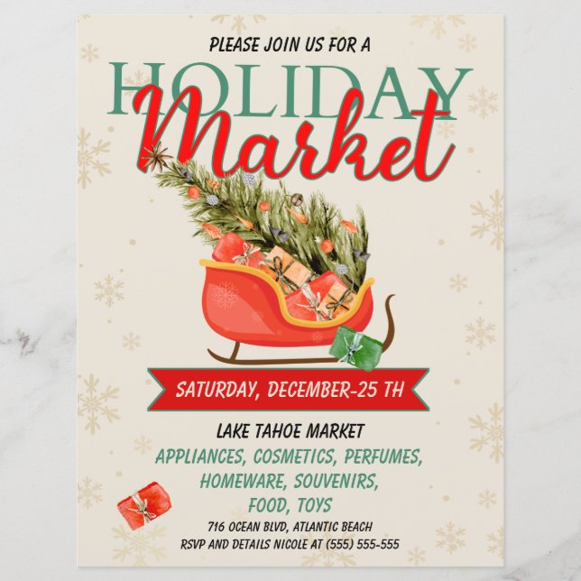 Christmas Tree Holiday Market Invitation (Front)