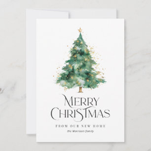 christmas tree holiday moving announcement card