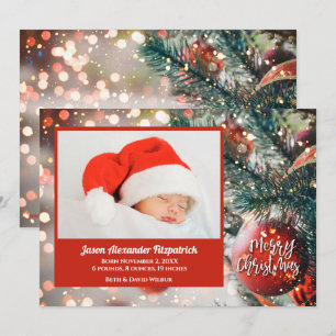 Christmas Tree Holiday Photo Birth Announcements