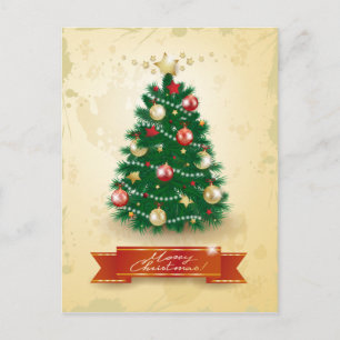 Christmas tree holiday postcard