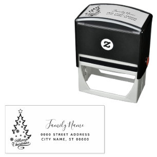 Christmas Tree Holiday Return Address Self-inking Stamp