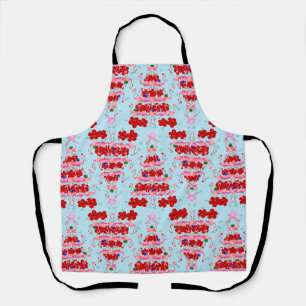 Christmas Tree Holiday Santa Flamingos on Cool Blu Apron