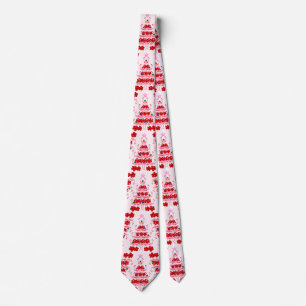 Christmas Tree Holiday Santa Flamingos on Pink Tie