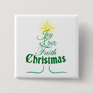 Christmas Tree Holiday Word Art 2 Inch Square Button