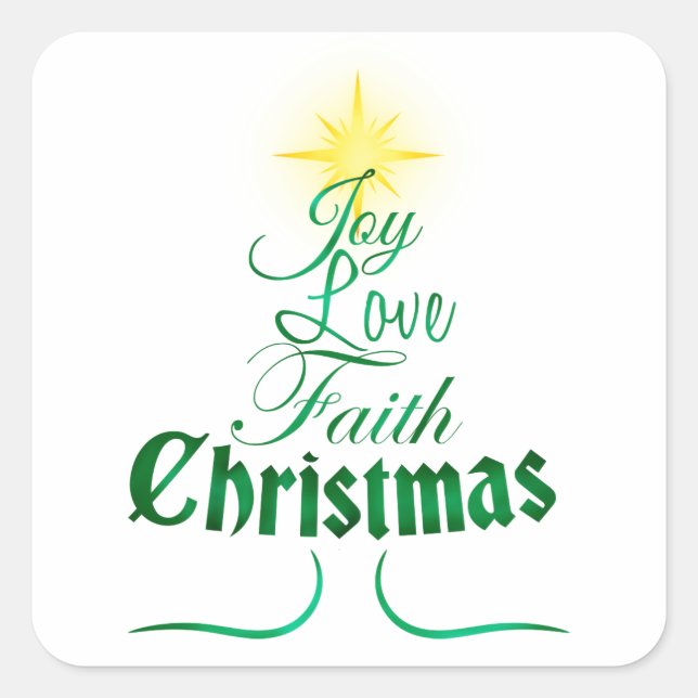 Christmas Tree Holiday Word Art Square Sticker (Front)