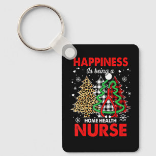 Christmas Tree Home Health Nurse Is Happiness Xmas Keychain