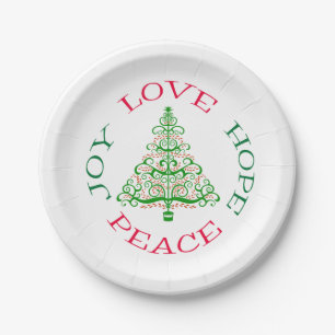 Christmas Tree Hope Holiday Paper Plate