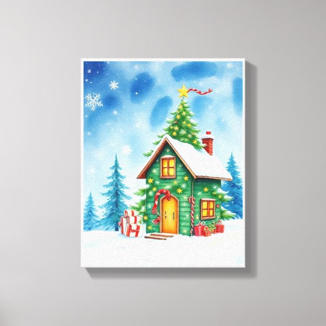 Christmas Tree House Canvas Print (Front)