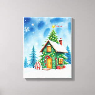 Christmas Tree House Canvas Print