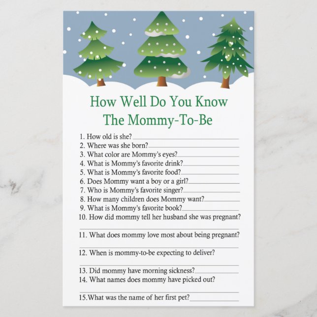 Christmas tree how well do you know baby shower (Front)