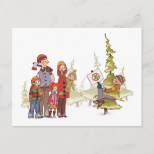 Christmas Tree Hugger Holiday POSTCARD