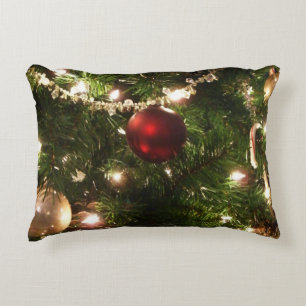 Christmas Tree I Holiday Pretty Green and Red Accent Pillow