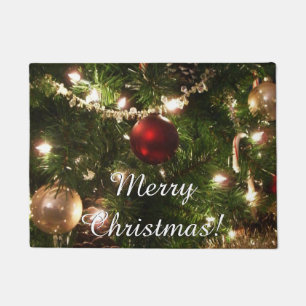 Christmas Tree I Holiday Pretty Green and Red Doormat