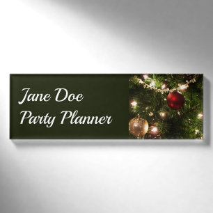 Christmas Tree I Holiday Pretty Green and Red Name Tag