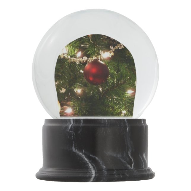 Christmas Tree I Holiday Pretty Green and Red Snow Globe (Front)