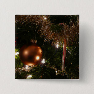 Christmas Tree II Holiday Candy Cane and Tinsel 2 Inch Square Button