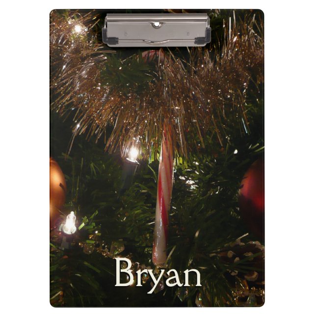 Christmas Tree II Holiday Red and Gold Clipboard (Front)