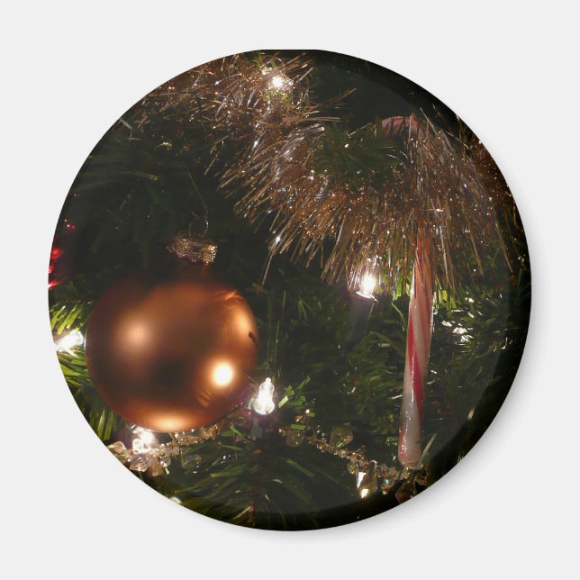 Christmas Tree II Holiday Red and Gold Magnet (Front)