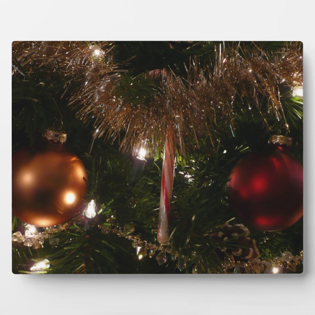 Christmas Tree II Holiday Red and Gold Plaque (Front)