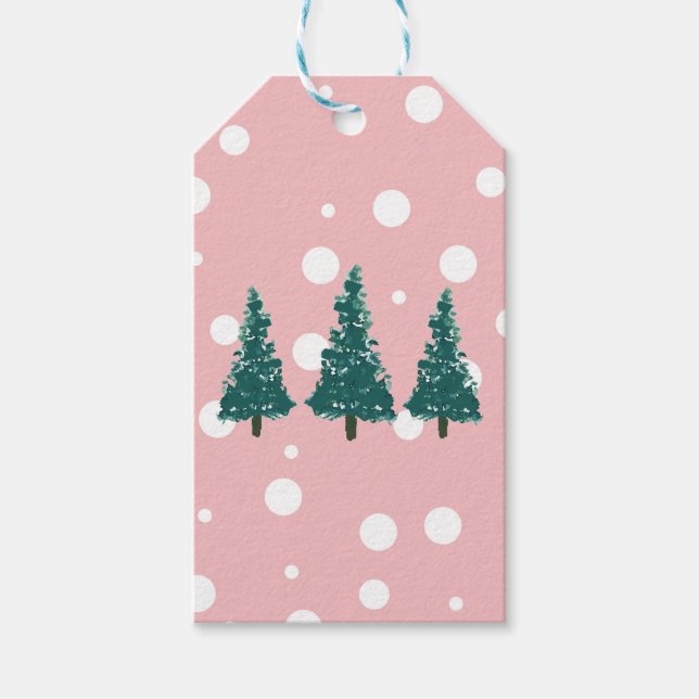 Christmas Tree Illustration Classic Gift Tags (Front)