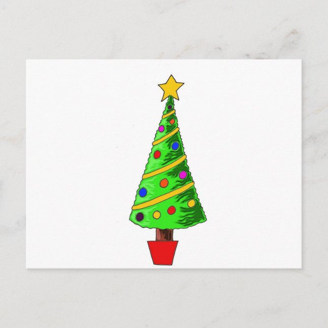 Christmas Tree Illustration Holiday Postcard (Front)