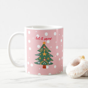 Christmas Tree Illustration Let it Snow Coffee Mug