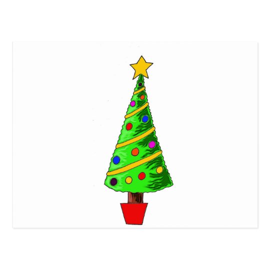 Christmas Tree Illustration Postcard