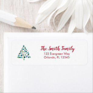 Christmas Tree Illustration Return Address Label