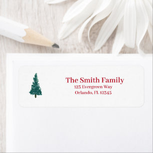 Christmas Tree Illustration Return Address Label