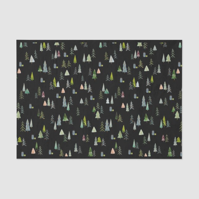 Christmas Tree Illustration Watercolor   Tissue Paper (Front)