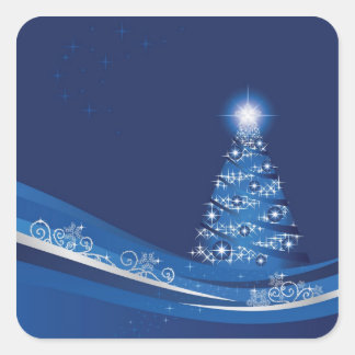 Christmas tree in a blue winter garden sticker