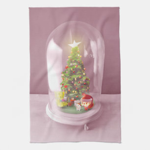 Christmas Tree in a Glass Dome Kitchen Towel