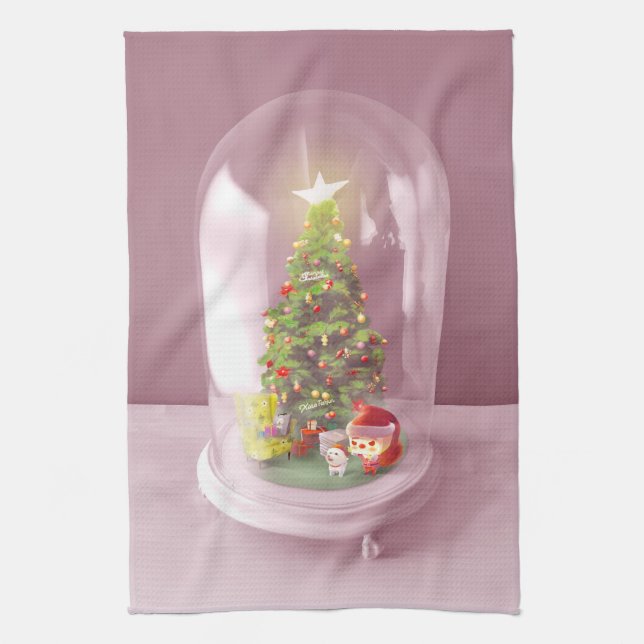 Christmas Tree in a Glass Dome Kitchen Towel (Vertical)