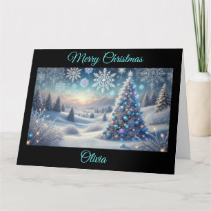 Christmas Tree in a Magical Winter Wonderland Card