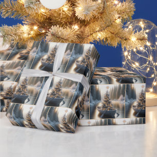 Christmas Tree in a Rustic Rowboat Wrapping Paper
