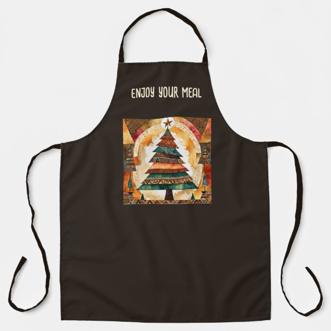 Christmas Tree in abstract art 44 - Fan Fun Apron (Front)