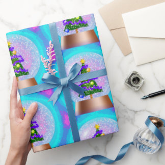 Christmas Tree in Colourful Snow Globe Wrapping Paper
