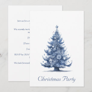 Christmas Tree in Delft Blue customizable Invitation